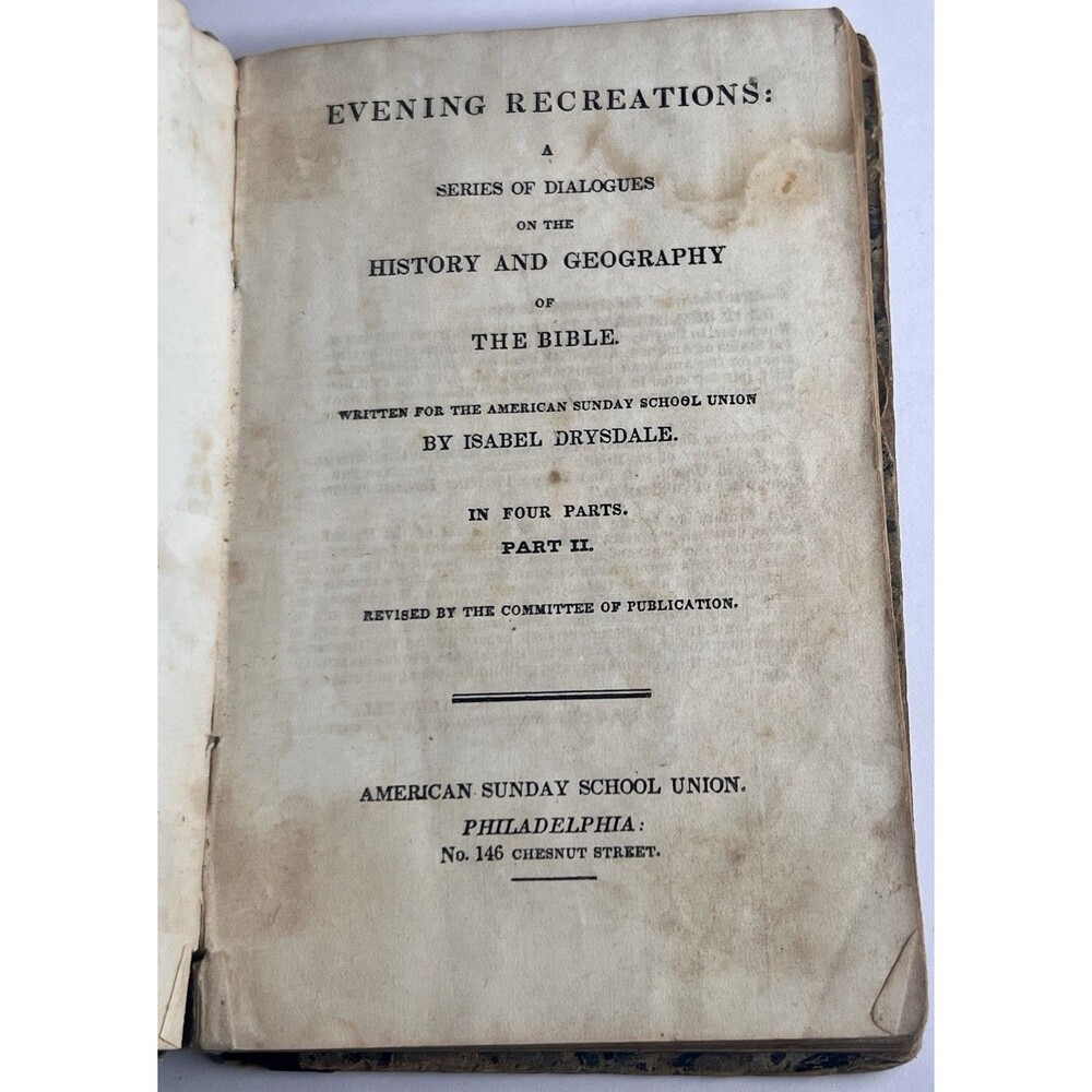Antique 1830 American Sunday School Union Evening Recreations Bible History Book - Picture 2 of 7